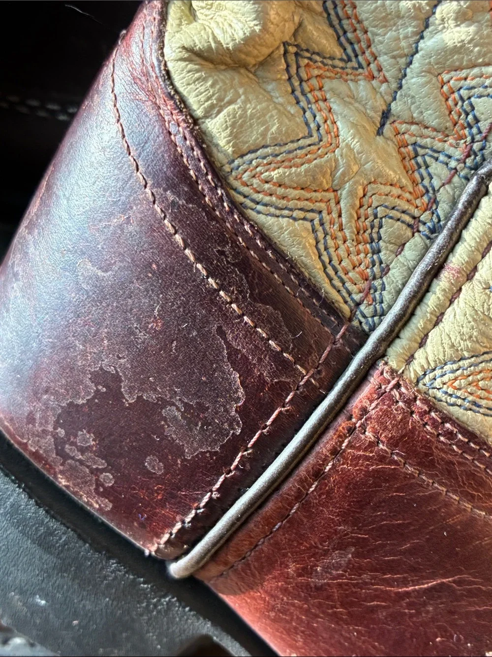 Two-Tone Western Cowboy Boots - Brown & Cream
